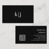 カスタムモダンミニマルモノグラムQR 名刺 (正面/裏面)