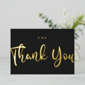 カスタムモダンミニマルA Big Thank You Black & 金ゴールド 箔シーズンカード (立ち正面)