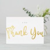 カスタムモダンミニマルScript White A Big Thank You 箔シーズンカード (立ち正面)