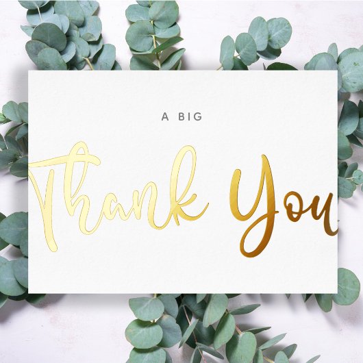 カスタムモダンミニマルScript White A Big Thank You 箔シーズンカード