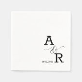 カスタムモダンモノグラム印刷結婚ナプキン スタンダードカクテルナプキン (正面)