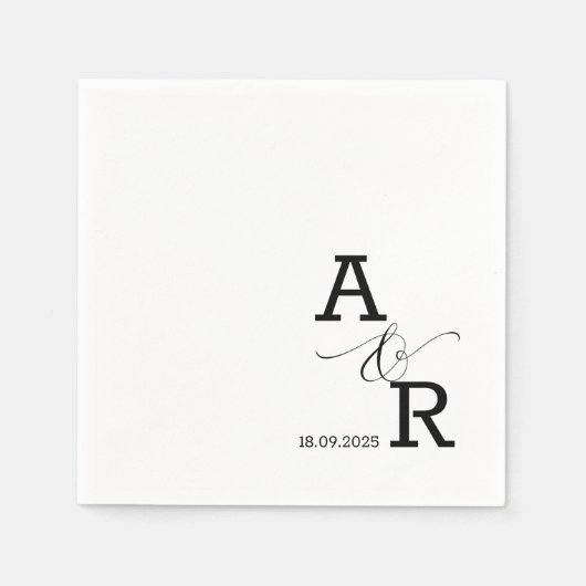 カスタムモダンモノグラム印刷結婚ナプキン スタンダードカクテルナプキン (正面)