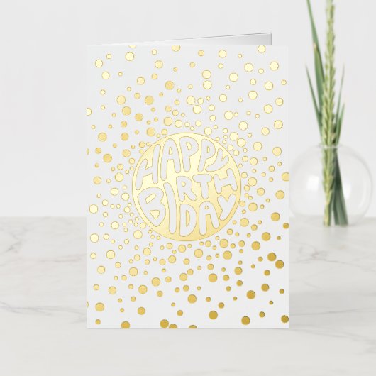 カスタムモダンロゴスタイリッシュ業務ハッピーバースデー 箔グリーティングカード (正面)