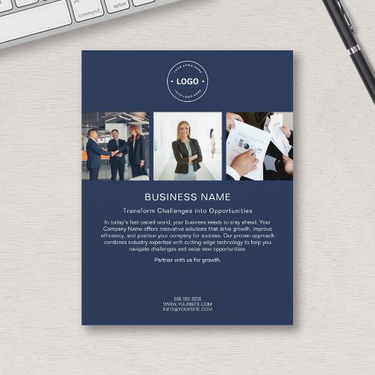 カスタムモダンロゴPhoto Blue企業の Business チラシ