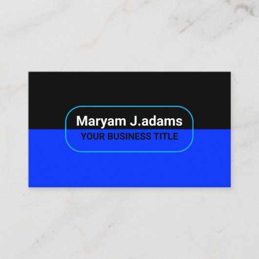 カスタムモダン事業名（qrコード）ブラック&ブルー 名刺 (正面)