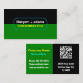 カスタムモダン会社名(qrCode)ブラック&グリーン 名刺 (正面/裏面)