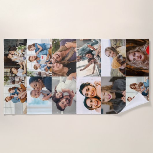 カスタムモダン写真のコラージュパーソナライズされた写真 ビーチタオル (正面)