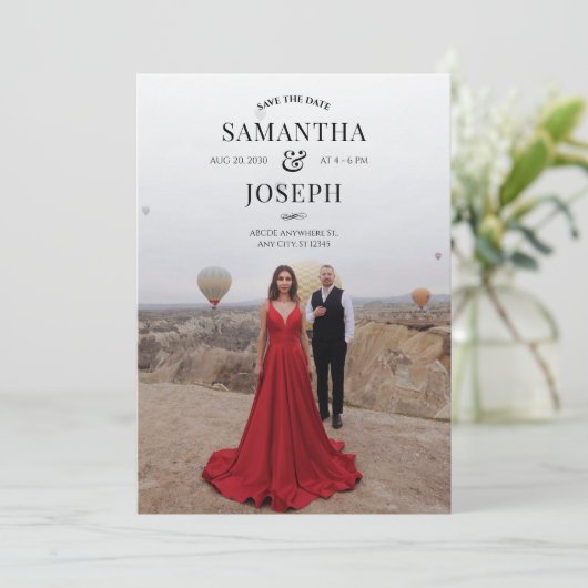 カスタムモダン写真ウェディング セーブザデート (スタンド正面)