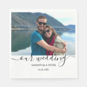 カスタムモダン写真リラックス結婚のGuest Book スタンダードランチョンナプキン (正面)