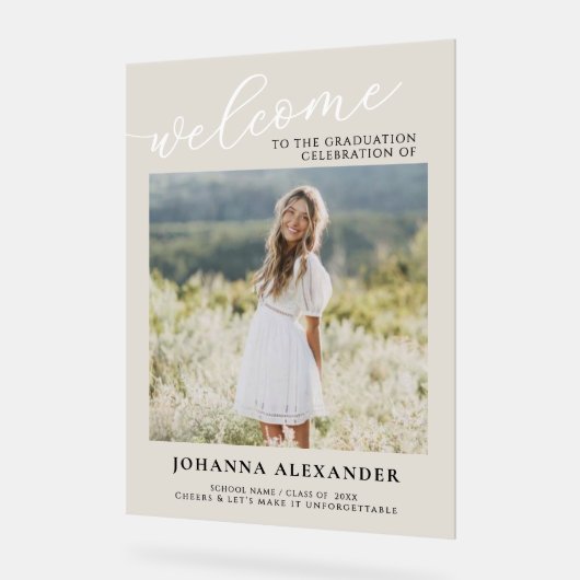 カスタムモダン写真卒業へようこそ アクリルサイン (傾斜)