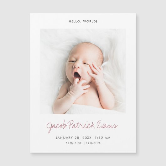 カスタムモダン写真誕生発表磁石 マグネット招待状 (正面)