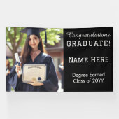 カスタムモダン卒業写真、白黒 横断幕 (横)