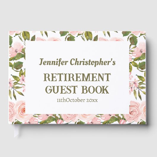 カスタムモダン可愛いピンクのフローラ ゲストブック (正面)
