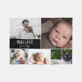 カスタムモダン名付き家族の写真コラージュ フリースブランケット (正面(横))