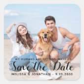 カスタムモダン婚約PET結婚の犬の写真 スクエアシール (正面)