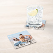 カスタムモダン婚約PET結婚の犬の写真 スクエアペーパーコースター (インサイチュ)