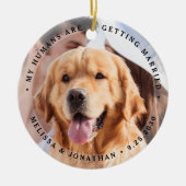 カスタムモダン婚約PET結婚の犬の写真 セラミックオーナメント (正面)