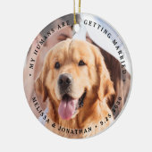 カスタムモダン婚約PET結婚の犬の写真 セラミックオーナメント (左)