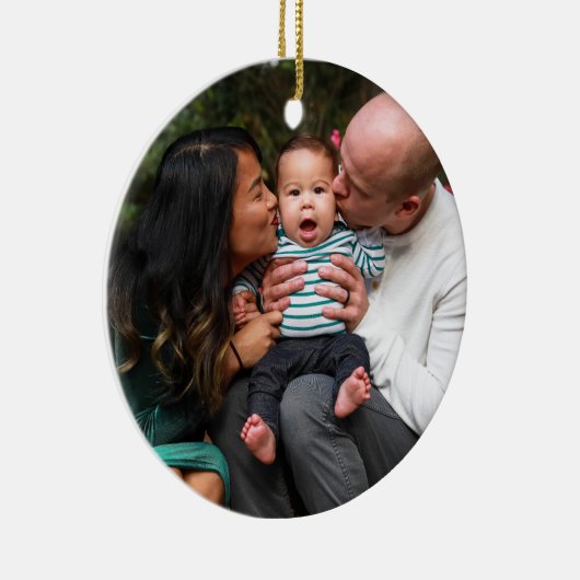 カスタムモダン家族の写真クリスマス セラミックオーナメント (右)