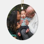 カスタムモダン家族の写真クリスマス セラミックオーナメント (左)