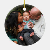 カスタムモダン家族の写真クリスマス セラミックオーナメント (裏面)
