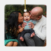 カスタムモダン家族の写真クリスマス セラミックオーナメント (裏面)
