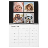 カスタムモダン家族48写真コラージュ – 黒 カレンダー (1月 2026)