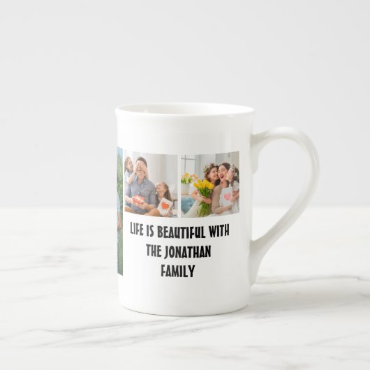 カスタムモダン家族7フォトコラージュテンプレート ボーンチャイナマグカップ (右)