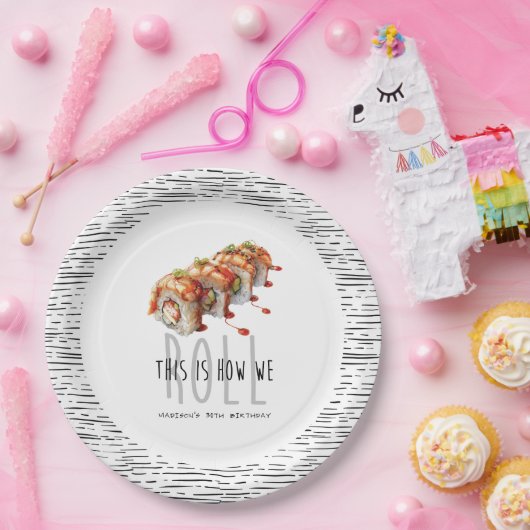 カスタムモダン寿司大人誕生日 ペーパープレート (パーティー)