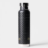 カスタムモダン市松模様にモノグラムの黒の模様 ウォーターボトル (左面)