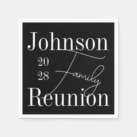 カスタムモダン懇親会パーティー白黒 スタンダードカクテルナプキン (正面)