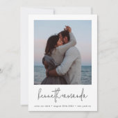 カスタムモダン救写真の名シンプル前Qrコード セーブザデート (正面)