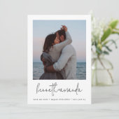 カスタムモダン救写真の名シンプル前Qrコード セーブザデート (スタンド正面)