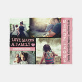 カスタムモダン文字及び写真パーソナライズされたコラージ フリースブランケット (正面(横))