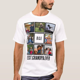 カスタムモダン最高のGrandpa Ever 8 Photo Collage Tシャツ