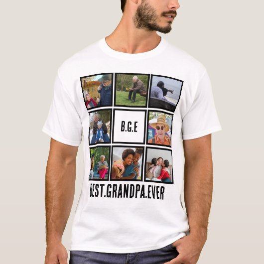 カスタムモダン最高のGrandpa Ever 8 Photo Collage Tシャツ (正面)