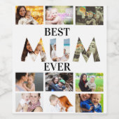 カスタムモダン最高のMum Ever 12写真コラージュ ワインラベル (シングルラベル)