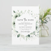カスタムモダン植物セージ結婚グリーン セーブザデート (スタンド正面)