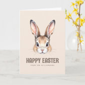 カスタムモダン水の色かわいいイースターバニーニュートラル カード (黄色い花)