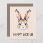 カスタムモダン水の色かわいいイースターバニーニュートラル シーズンカード (正面/裏面)