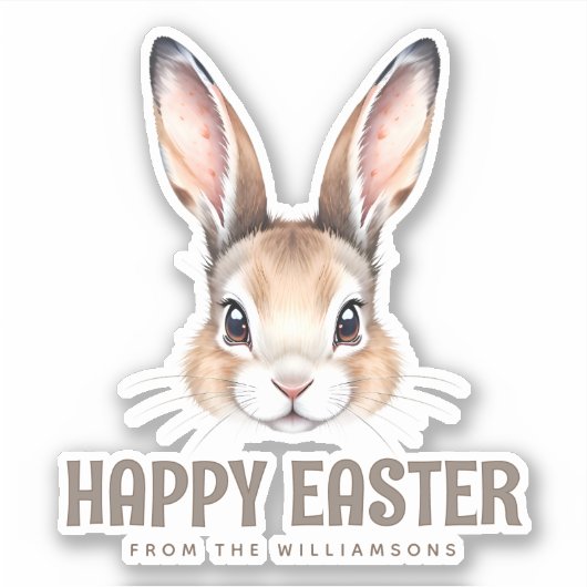 カスタムモダン水の色かわいいイースターバニーニュートラル シール (正面)