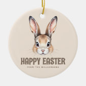 カスタムモダン水の色かわいいイースターバニーニュートラル セラミックオーナメント (正面)