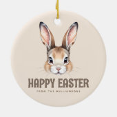 カスタムモダン水の色かわいいイースターバニーニュートラル セラミックオーナメント (裏面)