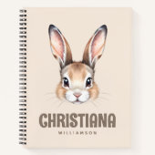 カスタムモダン水の色かわいいイースターバニーニュートラル ノートブック (正面)