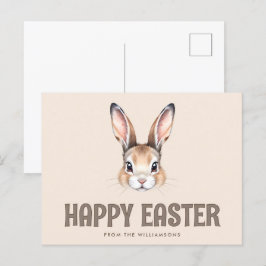 カスタムモダン水の色かわいいイースターバニーニュートラル ポストカード