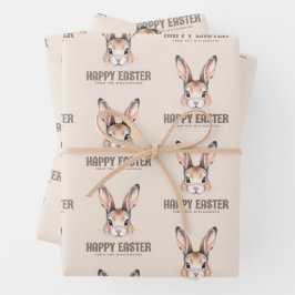 カスタムモダン水の色かわいいイースターバニーニュートラル ラッピングペーパーシート