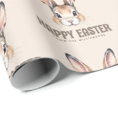 カスタムモダン水の色かわいいイースターバニーニュートラル ラッピングペーパー (ロールコーナー)