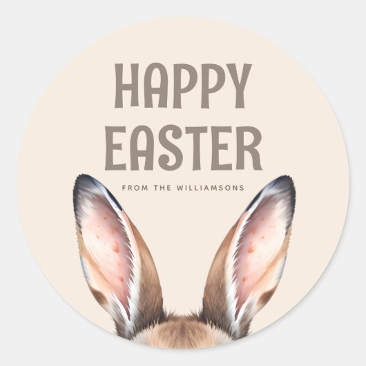 カスタムモダン水の色かわいいイースターバニー耳 ラウンドシール (正面)