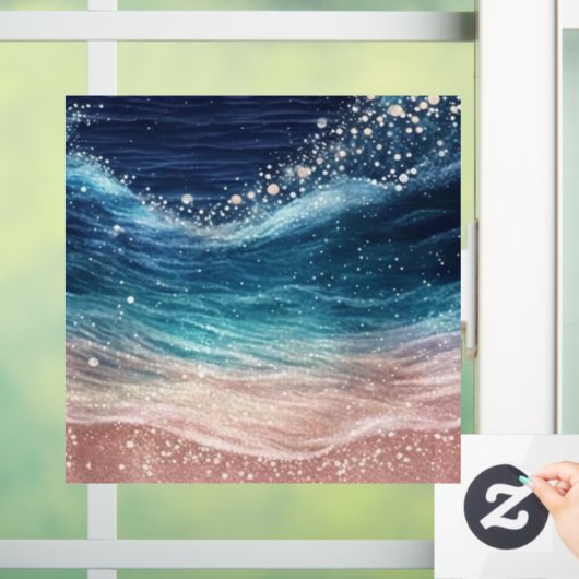 カスタムモダン水彩青海波おもしろい ウィンドウサイン (ホーム)