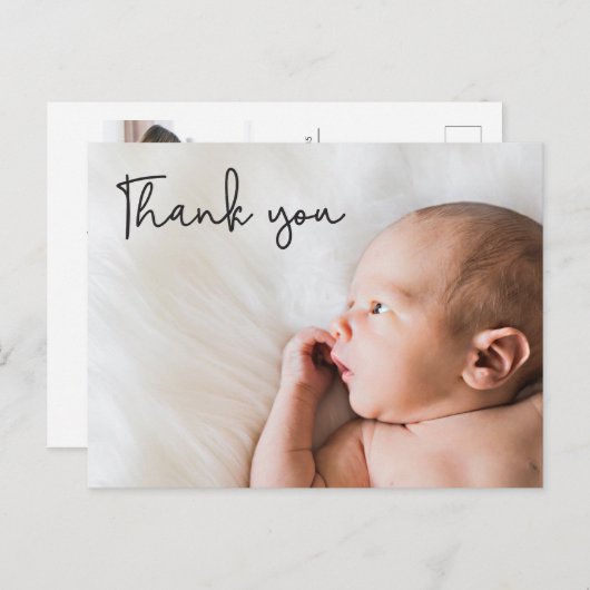 カスタムモダン生まれたばかりの写真Baby Shower 感謝してい you 案内ポストカード (正面/裏面)